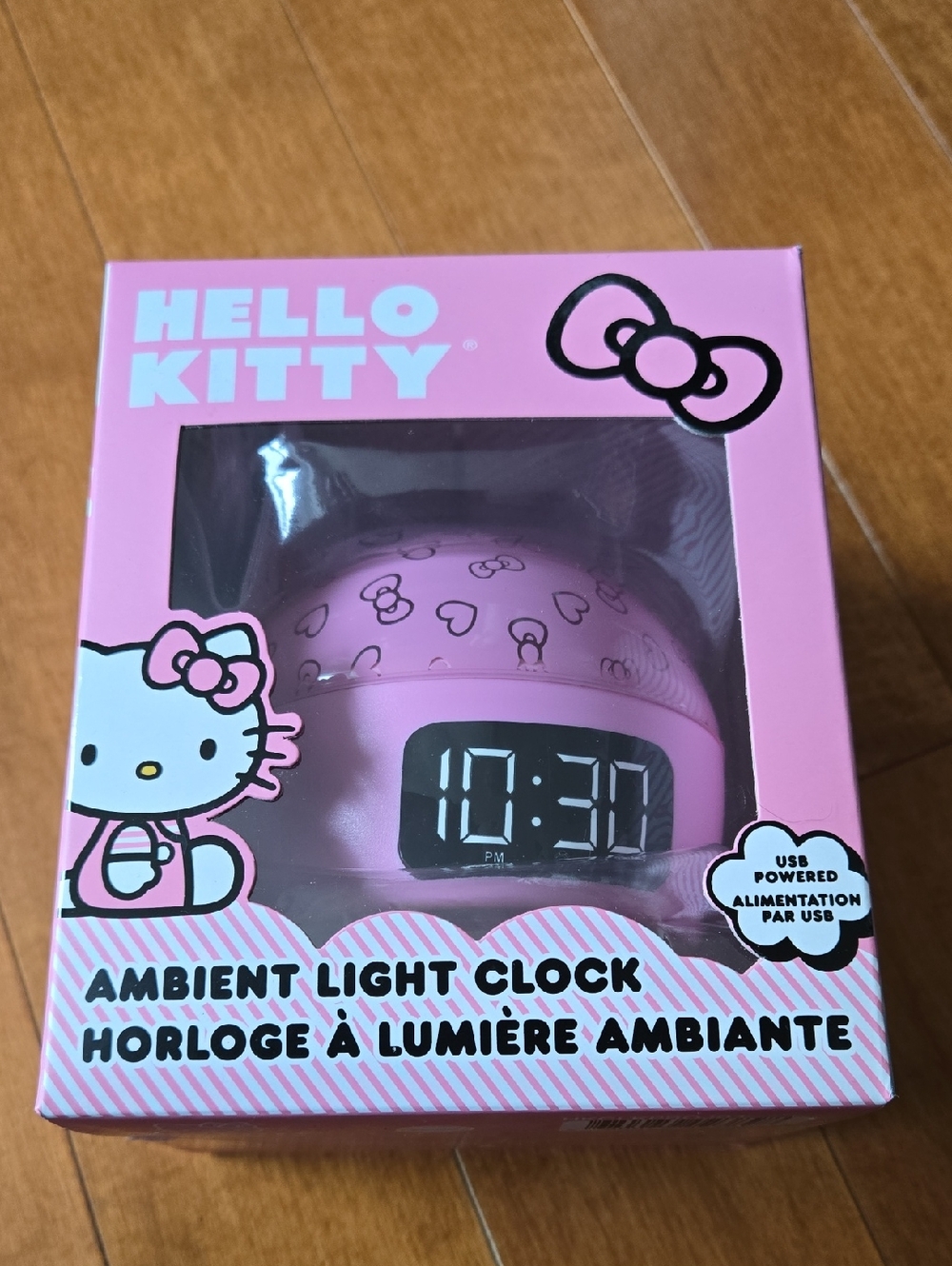 Hello Kitty Pink Digital Ambient Clock with Bow Motif